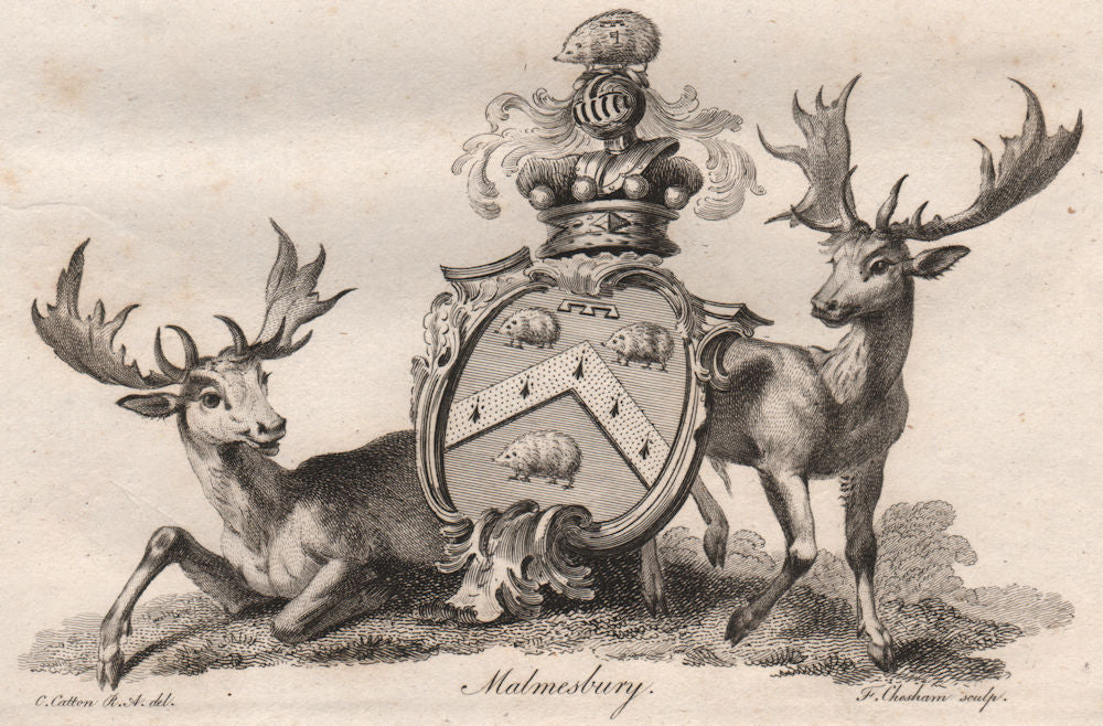 MALMESBURY. Coat of Arms. Heraldry 1790 old antique vintage print picture